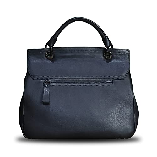 Genuine Leather Satchel Purse For Women Retro Handmade Top Handle Handbag Rivet Style Crossbody Bag (Darkgrey) #TOP2