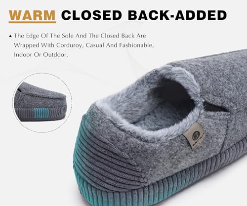 Image of ONCAI Mens Clog Slippers with Arch Support Stripe Faux Fur Cotton-Blend High-Density Memory Foam Warm House Slippers Slip-on Indoor Outdoor Rubber Sole Size 7-16