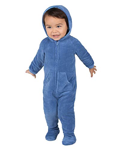 Footed Pajamas - Under The Sea Infant Hoodie Chenille One Piece - Infant - Large (Fits 6-12mos.) Blue2