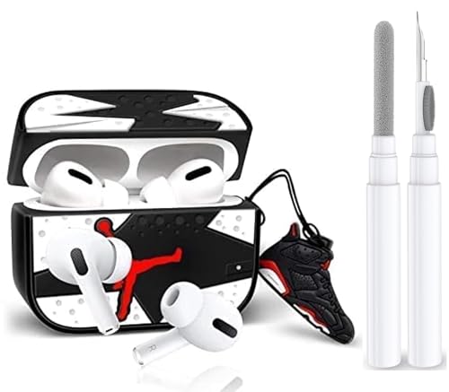 Case for AirPods Pro 2nd Generation Cover with Cleaner Kit,Cute Cartoon Kawaii Funny AirPods Pro 2 Case 2022 Silicone Protective Cover Compatible with Apple Airpods Pro 2 with Keychain (Black-Sports)