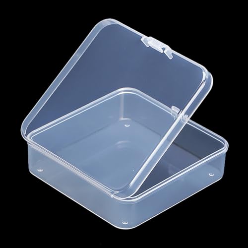 Image of 12Pack Plastic Storage Cases with Lid, 3.31 x 3.31 x 1.1 Inchs,Square Empty Clear Plastic Storage Containers for Small Items, Jewelry, Earrings, Necklace, Rings, Cosmetics, Threads, Beads, Crafts etc.