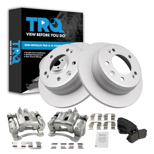 Image of TRQ Rear Brake Pad and Rotor Set Semi Metallic Solid Rotors Calipers | For 2010-2015 Hyundai Tucson 2011-2016 Kia Sportage