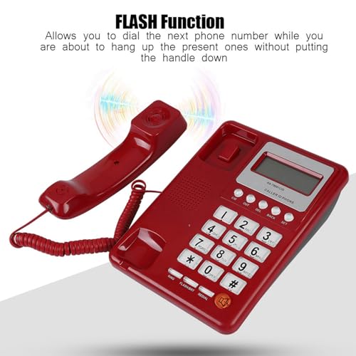 Teléfono fijo con cable tipo escritorio rojo miniatura 2