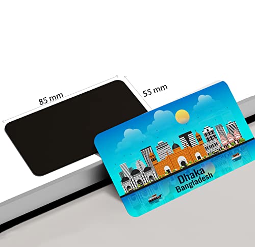 Image of dhcrafts Rectangular Rubber Fridge Magnet /Magnetic Card Blue Bangladesh Dhaka Design Pack of 1 (8.6cm x 5.4cm)
