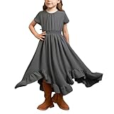 Vestidos de verano para niñas, vestido largo de verano para niños, cintura elástica, acampanado, elegante, fiesta, noche, adolescente, princesa, fiesta, baile, casual, cuello redondo, ropa escolar