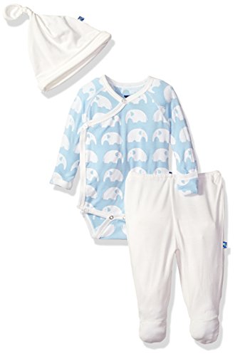 KicKee Pants Baby Newborn Boys Kimono Gift Set, Pond Elephant, 0-3 Months