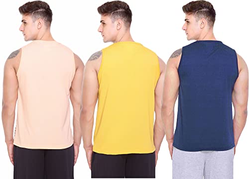 Image of Sleeveless Vest for Men || Tank Top Sando || Workout Tshirts || Sports Vest || Goa Beach Wear Swimming T-Shirt || Running Tops || Gym Vest for Men || Pack of 3 ||