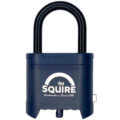 Squire Mystic Combi BF60/1.5 Long Shackle Heavy Duty Combination Padlock – 4 Wheel Code Lock for Shed, Gate, Toolbox, Garden & More – Weatherproof & Keyless Security