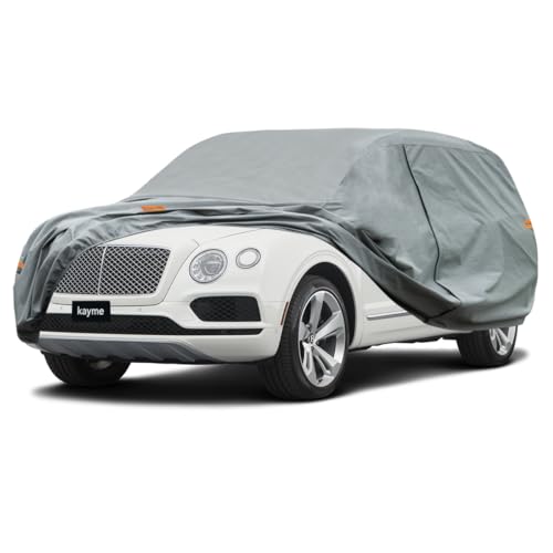 Image of Kayme Heavy Duty SUV Car Cover Custom Fit Bentley Bentayga EWB LWB Waterproof All Weather for Automobiles, Full Exterior Covers Sun Rain UV Protection.（Deliver About 3-10 Days）