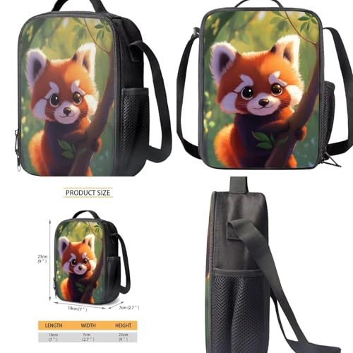Red Panda Bookbag for Girls 5-7 with Lunch Box Lightweight School Backpack for Kids Adjustable Strap Kids School Bags for Kindergarten Preschool Casual Travel Backpacks4