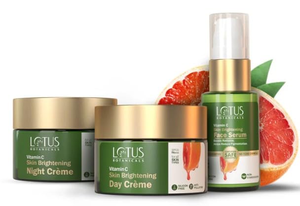 Lotus Botanicals Vitamin C Glow Overdose Combo Face Serum (30ml) Day Crème (50g) Night Crème (50g)