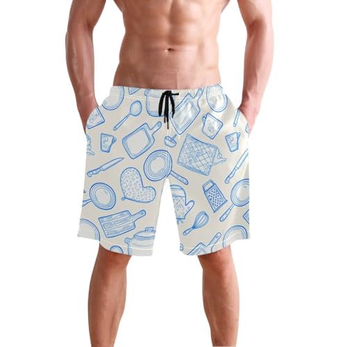 Kitchen Mens Swim Trunks Quick Dry Beach Shorts with Pocket S 2302528