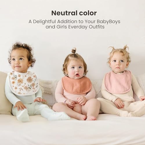 Image of Konssy 10-Pack Muslin Baby Bibs for Drooling and Teething