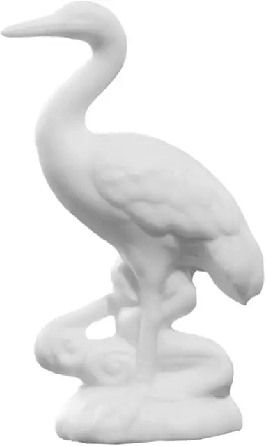 White Porcelain Asian Crane Figurine - Elegant Ceramic Home Decor & Feng Shui Sculpture