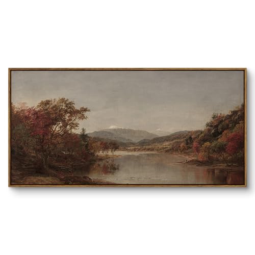 InSimSea Extra Large Framed Vintage Wall Art, Living Room Country Farmhouse Decor, Fall Nature Landscape Paintings, Canvas Prints, Retro Scenery Long Picture for Bedroom Above of Bed,20x40inch