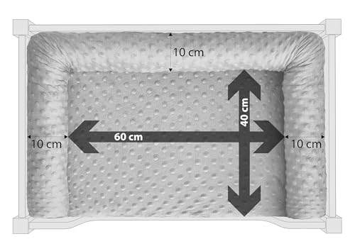 Erst-Holz Kuscheliges Haustierbett 80x50 cm, Kiefer grau V-30.32-G-80x50, Ausstattung:mit Rollrost. Polster und Matratze