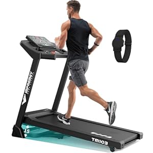 Impremey Foldable Treadmill with Incline 15 Levels for Home Exercise, Smart Heart Rate Control Walking or Running with Pulse Monitor Armband, Big Led Screen, 10 Mph, 350 lbs Capacity