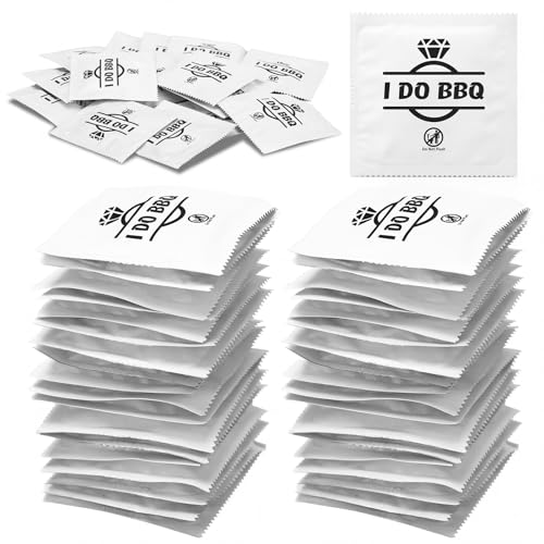 Loopeer 100 Pcs I Do BBQ Wet Wipes Bulk, Diamond Hand Wet Wipes Individually Wrapped Lemon for Bbqs Restaurant Wedding Travel Engagement Barbecue Party Supplies (Black)