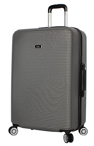 Nicole Miller New York Coleção de bagagens – 61 cm (ABS + PC) Mala rígida – Bolsa de viagem leve com 8 rodas giratórias, Bernice Charcoal, 24in