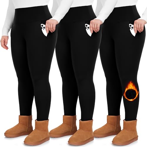 Image of 3 Pack High Waisted Leggings for Women No See-Through Soft Athletic Tummy Control Pants for Running Yoga Workout