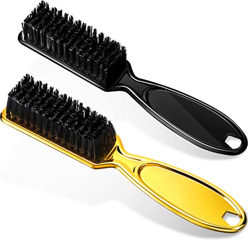 Patelai 2 Pcs Barber Blade Cleaning Brush for Clipper Cleaning Nail Cleaner Styling Brush for Fades Tapers Trimmer Manicure Salon (Black Gold)