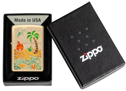 Encendedor Zippo diseño Beach Day latón pulido miniatura 6