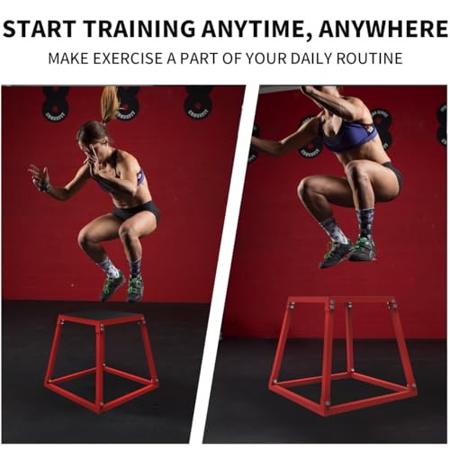 Plyometric Jumping Box, Steel Plyo Box for Exercise, Metal Exercise Step Up Box with Anti-Slip Surface for Home Gym Training