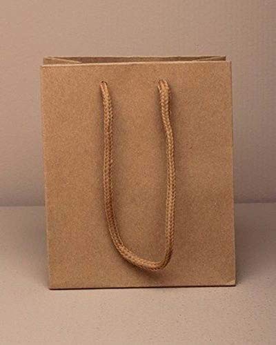 Lot de 12 petits sacs cadeaux en papier kraft avec poignées en corde Marron