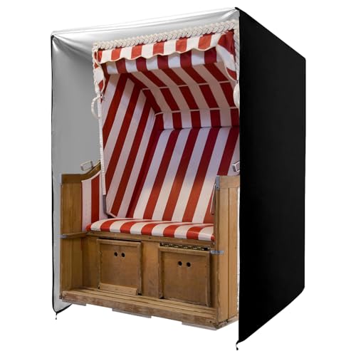 QWORK® Strandkorb Schutzhülle 420D Oxford, 135x105x175 cm, Mit PVC-Beschichtung, UV-Beständig
