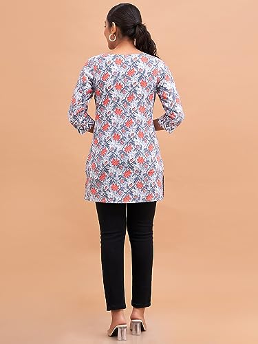 Image of feranoid Women Cotton Printed Short Kurti | Short Kurti for Women | Printed Cotton Kurti