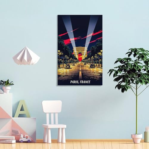 Tableau Arc de Triomphe nuit cuisine decoration murale moderne