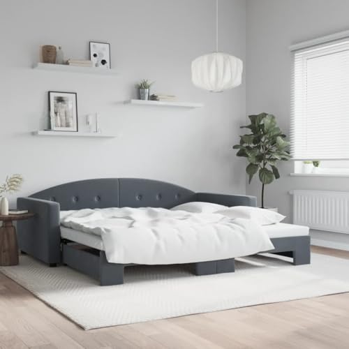 sephironlbb Sofá cama extensible gris oscuro 100 x 200 cm terciopelo 2 en 1 sofá cama con cajón de ruedas, diseño moderno, robusto marco de madera y metal para habitaciones de invitados