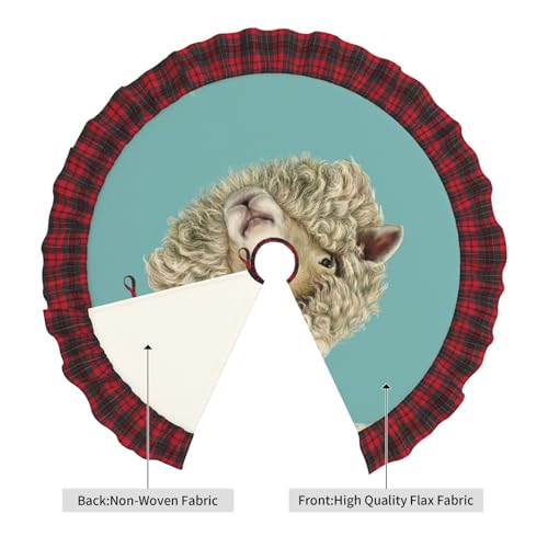 Jupe de sapin tête de mouton bordure pompons pour décor rustique