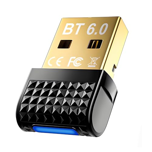 SHUBEIEUMI USB Bluetooth 6.0 Adaptador, USB Bluetooth 6.0 Adaptador Bluetooth para PC Plug & Play, para Windows 11/10/8.1, para Computadora Portátil Impresora Auricular Ratón