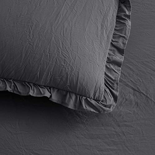 Sweet Home Collection Bedspreads Ruffle Skirt 3 Piece Shabby Chic Ultra Soft Oversized Coverlet Bedding Cover With Shams Set, King, Gray #TOP4