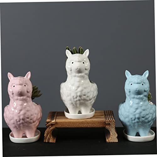 HANABASS 4 Stks Wit Met Chinese Lama Planten Pot Bonsai Balkon Kantoor Ornament Bureau Dier Porselein Container Plant… - Afbeelding 4