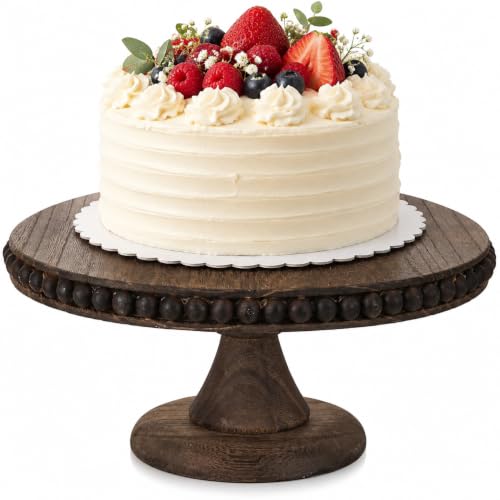 Hanobe Wooden Cake Pedestal Stand 12" Display Riser Plate for Home Decor
