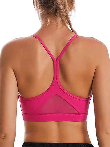 Image of RUNNING GIRL Y-Back Sports Bras for Women, Medium Impact Wirefree Padded Bra Workout Crop Top Longline Sports Bra Push up(WX2915Bright Pink,XXL)
