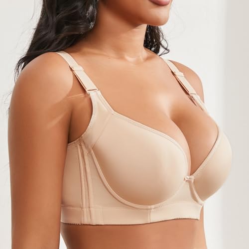 Image of Plus Size Push Up Bras for Women Hide Back Fat Smoothing Bra Underwire Support Bras 34B to 46DD