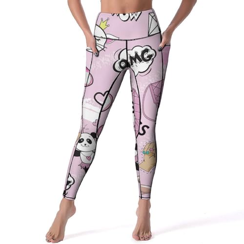 Chat panda licorne legging femmes sans transparence pour yoga fitness S