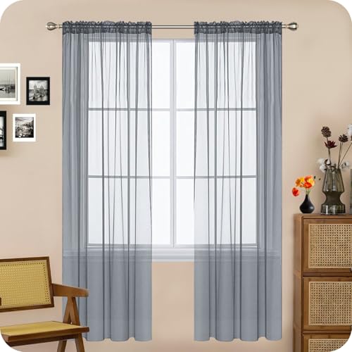 GAIFNAG Blanc Voilage à Oeillet Rideau Semi 100 x 180 cm Isolation Lumiere Anti UV Decoration Rideau Occultant, Panneaux de Rideaux Intérieurs pour Porte...