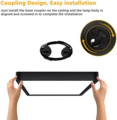 Defurhome LED Ceiling Light,18W 1500LM,100W Equivalent,Waterproof IP54,4000K Natural White, Modern Square Flush Mounted Lighting Fixture for Bathroom,Kitchen,Office,Hallway,Bedroom,22cm(Black)