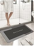 Badematte Rutschfester Badezimmerteppich absorbierend Badteppich, 40x60cm, Sofort Trockener rutschfeste Waschbar Badezimmermatte Duschvorleger Badvorleger für vor der Badewanne, Duschraum (grau)