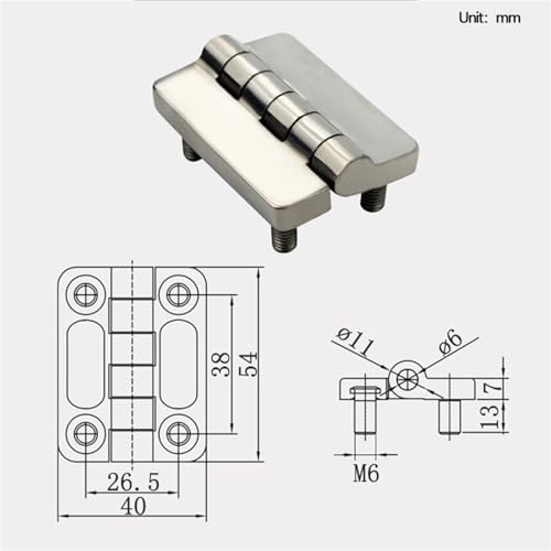 Charnière de distribution inox robuste SUS304 industrielle avec vis - 3