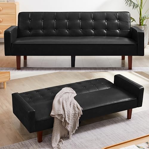 Eafurn Faux Leather Convertible Sleeper Sofa Bed
