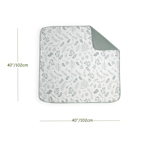Image of CREVENT 40''X40'' 100% Organic Cotton Muslin Baby Blanket for Newborns, Essential for Baby Shower Birthday Gift - Green Leaves 100X100cm