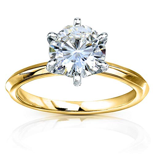 Kobelli Classic Solitaire Round Brilliant Moissanite Engagement Ring 2 Carats 14k Yellow Gold