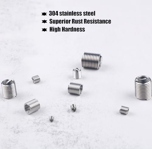 304 stainless steel helical coiled metric thread repair kit - 200pcs assortment kit - m3 m4 m5 m6 m8 m10 m12 wire screw sleeve inserts
