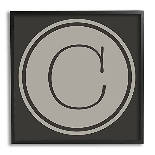 Stupell Industries Modern C Initial Circular Shape Elevator Key Framed Wall Art
