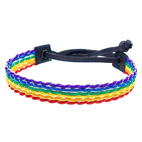 BDM LGBTI Flaggen-Armband, verstellbar, Unisex, mit Lederverschluss, um Ihren Stolz zu zeigen. Pride Gay, Lesbian, Biskual und Trans